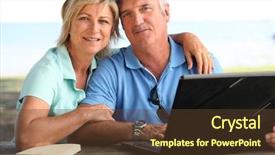  Presentation with retirement - Cool new slide set with retirement exit - couple relaxing at home backdrop and a  colored foreground