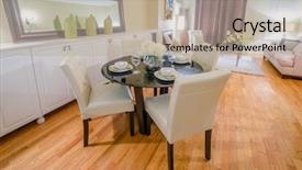  Presentation with luxury house - PPT theme consisting of retirement home - modern dining room in luxury background and a mint green colored foreground