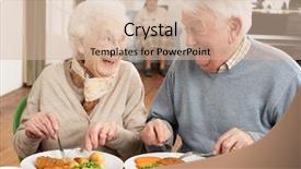  Presentation with senior couple - Cool new presentation theme with retirement home - senior couple enjoying meal together backdrop and a soft green colored foreground
