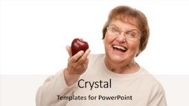  Presentation with apple - Audience pleasing slides consisting of retirement invitation - attractive senior woman with apple backdrop and a  colored foreground