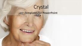  Presentation with lady - Theme consisting of retirement invitation - beautiful senior lady laughing background and a soft green colored foreground