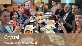  Presentation with feast - Slide deck featuring retirement invitation - family feast relatives with model background and a coral colored foreground