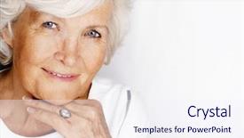  Presentation with portrait of a shy embarrassed - Amazing presentation theme having retirement invitation - gracious senior lady portrait backdrop and a sky blue colored foreground