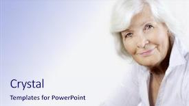  Presentation with senior spa - Beautiful slide deck featuring retirement invitation - gracious senior woman portrait backdrop and a sky blue colored foreground