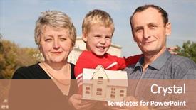  Presentation with retirement - Presentation theme with retirement invitation - grandmother and grandfather with grandson background and a coral colored foreground