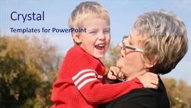  Presentation with african american grandmother - Amazing presentation theme having retirement invitation - grandmother with the grandson 2 backdrop and a sky blue colored foreground
