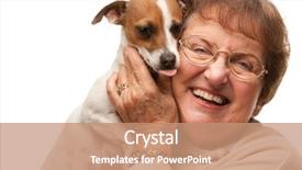  Presentation with happy retirement - PPT theme having retirement invitation - happy attractive senior woman background and a coral colored foreground