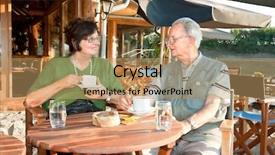  Presentation with old couple - Slide deck with retirement invitation - old couple enjoy in afternoon background and a coral colored foreground