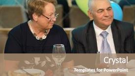  Presentation with elderly - Slides featuring retirement invitation - portrait of family elderly couple background and a coral colored foreground