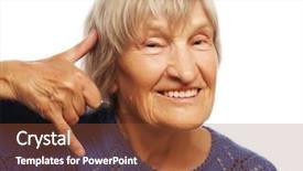  Presentation with happy smiling woman dental health - Beautiful presentation design featuring retirement invitation - senior happy woman is making backdrop and a tawny brown colored foreground