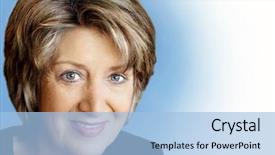  Presentation with oktoberfest bavarian white and blue - Cool new presentation theme with retirement invitation - senior woman portrait on blue backdrop and a  colored foreground