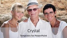  Presentation with generations - Beautiful presentation design featuring retirement invitation - three generations backdrop and a light gray colored foreground