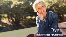  Presentation with age in place - Cool new presentation theme with retirement ladies - cheerful mid age woman looking backdrop and a wine colored foreground