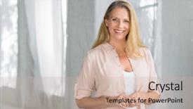  Presentation with senior smart home - Beautiful slide deck featuring retirement ladies - happy senior woman in smart backdrop and a soft green colored foreground