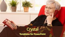  Presentation with pensioner - Colorful PPT theme enhanced with retirement ladies - pensioner woman using landline phone backdrop and a tawny brown colored foreground