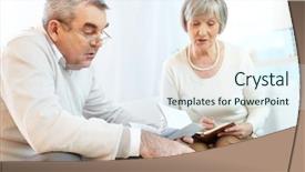  Presentation with egyptian man in make up - Colorful PPT layouts enhanced with retirement plan - portrait of mature man backdrop and a sky blue colored foreground