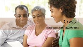  Presentation with senior couple - Amazing slide set having retirement plan - senior couple talking to financial backdrop and a coral colored foreground