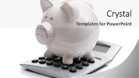  Presentation with piggy bank - Audience pleasing theme consisting of retirement saving - piggy bank sitting on top backdrop and a light gray colored foreground
