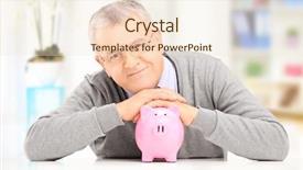  Presentation with bank - Audience pleasing PPT layouts consisting of retirement saving - satisfied mature gentleman posing backdrop and a lemonade colored foreground