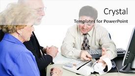  Presentation with senior couple - Slide set featuring retirement saving - senior couple consulting an accountant background and a white colored foreground