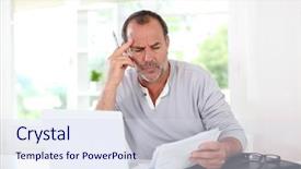  Presentation with 3d man puzzle assembling - PPT layouts having retirement saving - senior man being puzzled background and a sky blue colored foreground