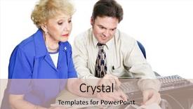  Presentation with financial planning - Beautiful PPT theme featuring retirement saving - senior woman consulting accountant backdrop and a soft green colored foreground