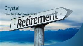  Presentation with retirement - Slides having retirement sign with sky background background and a light blue colored foreground