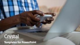  Presentation with laptop - Presentation theme having retirement theme - midsection of man photographing laptop background and a gray colored foreground