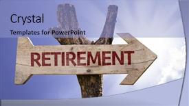  Presentation with blue aged wood sign - PPT layouts consisting of retirement wooden sign background and a light blue colored foreground