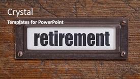  Presentation with retirement - Cool new presentation theme with young businessman sitting behind crumpled paper with mixed drawings over his head backdrop and a gray colored foreground