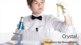  Presentation with flasks - Amazing presentation having retorts - boy with a microscope backdrop and a  colored foreground