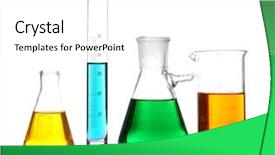  Presentation with glassware - Colorful slide deck enhanced with laboratory glassware with samples backdrop and a white colored foreground