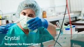  Presentation with lab test - Amazing slide deck having retorts - scientist with test tubes backdrop and a  colored foreground