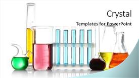  Presentation with flasks - Slides consisting of retorts - test tubes and flasks background and a  colored foreground