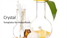  Presentation with test tubes - Presentation theme having retorts - test tubes with colorful pills background and a white colored foreground