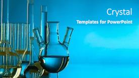  Presentation with liquid - Presentation theme consisting of retort-flask-on-glass-table background and a gray colored foreground