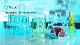  Presentation with laboratory chemical - Amazing PPT layouts having retorts - chemical glassware with samples backdrop and a arctic colored foreground