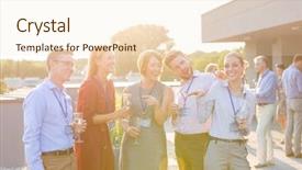  Presentation with office workers - Slide set consisting of retreat - attractive group of friends background and a lemonade colored foreground