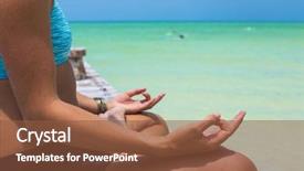  Presentation with meditation tools - Beautiful PPT theme featuring board retreat - closeup of woman's hand backdrop and a tawny brown colored foreground