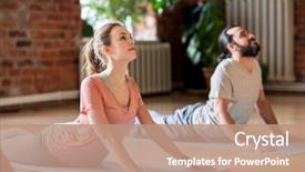  Presentation with healthy people - PPT layouts having retreat - fitness people and healthy lifestyle background and a coral colored foreground