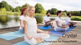  Presentation with retreat - PPT layouts having retreat - fitness sport yoga and healthy background and a mint green colored foreground