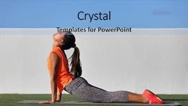  Presentation with retreat - PPT theme consisting of retreat - fitness yoga woman stretching practicing background and a light blue colored foreground