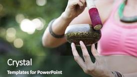  Presentation with tibetan singing bowl - Beautiful presentation featuring retreat - hands of a woman playing backdrop and a tawny brown colored foreground