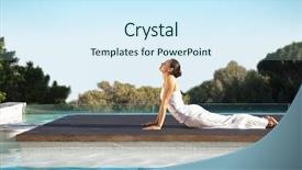  Presentation with peaceful - Colorful presentation theme enhanced with retreat - peaceful brunette in cobra pose backdrop and a sky blue colored foreground