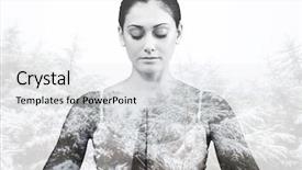  Presentation with peaceful - Slides having retreat - peaceful woman in white sitting background and a sky blue colored foreground