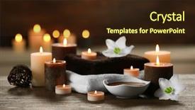  Presentation with retreat - Audience pleasing slides consisting of retreat - spa composition with candles backdrop and a wine colored foreground