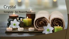  Presentation with candles - Slides consisting of retreat - spa composition with candles background and a mint green colored foreground