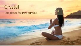  Presentation with lotus - Colorful theme enhanced with retreat - yoga concept woman practicing lotus backdrop and a cream colored foreground