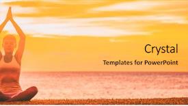  Presentation with sunset beach - Presentation enhanced with retreat - yoga meditation banner background woman background and a light gray colored foreground
