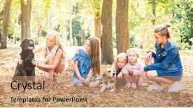 Presentation with dog park dogs plays - Presentation having retriver - pretty little blond kids background and a  colored foreground